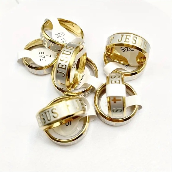 UNISEX/MENS JESUS WEDDING BAND RING/GIFT SZ 8 - Picture 2 of 5